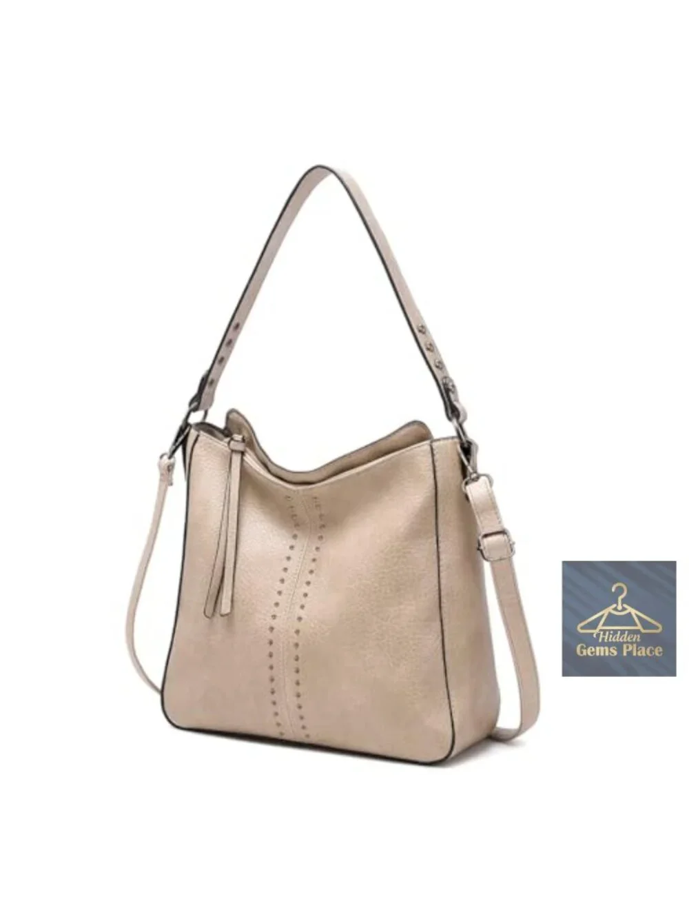 Chic PU Leather Hobo Crossbody Bag with Stud Accents